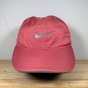 Nike Featherlight Dri-FIT Hat Womens OS Pink Perforated Running Cap Reflective